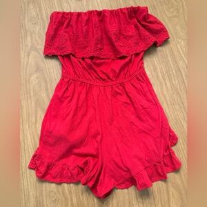 Rue 21 Red Strapless Romper